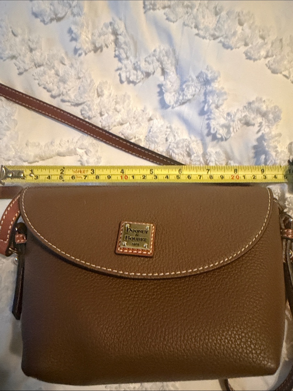 Dooney & Bourke Tan/Brown Pebbled Leather Crossbody with Credit Card Wallet - Picture 11 of 16